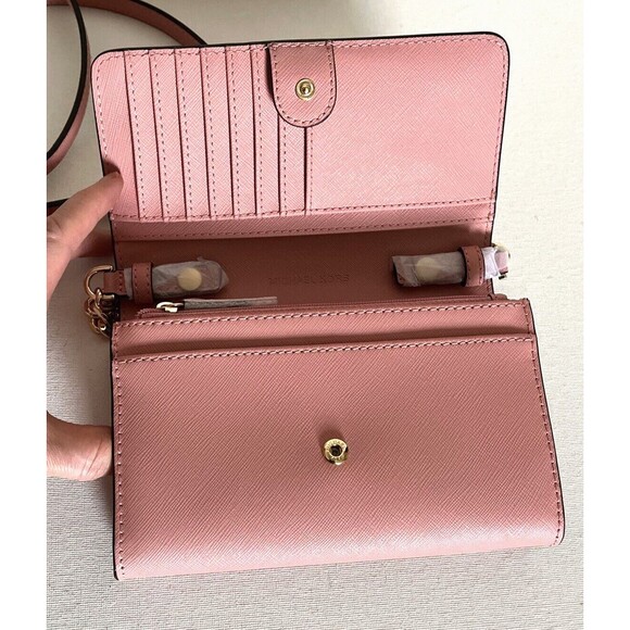 New Michael Kors Jet Set Travel Medium Phone Crossbody Saffiano Leather Primrose - Picture 5 of 7